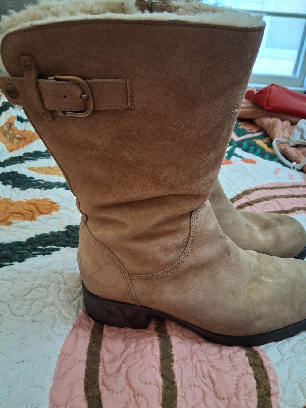 Ugg Calf High Moto Boots Womens 10